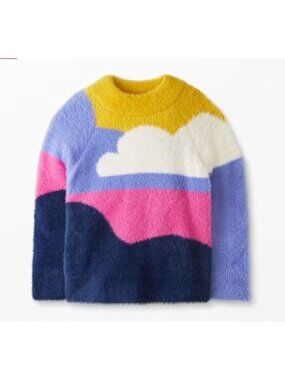 Hanna Andersson Kids Marshmallow Fuzzy Cloud Sweater 2T Yellow/Pink/Blue/White